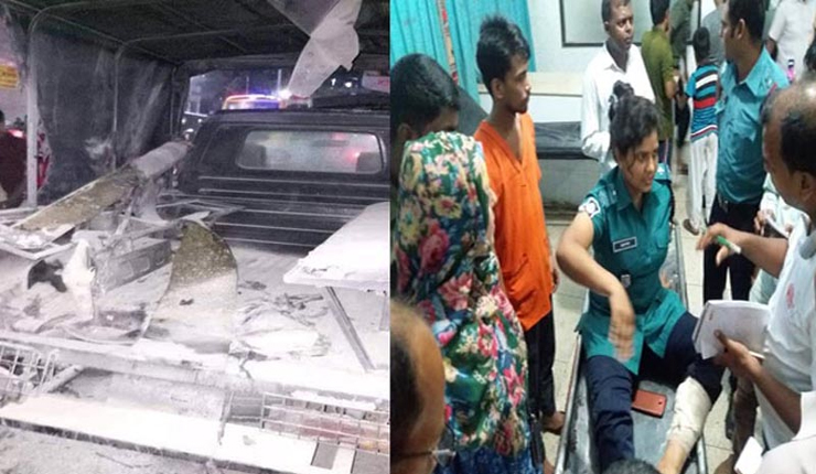 মালিবাগে পুলিশের গাড়িতে ককটেল হামলা, নারী পুলিশসহ আহত ২