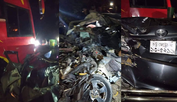 বেপরোয়া শ্যামলীর চাপায় প্রাণ গেল প্রাইভেটকারের তিন যাত্রীর