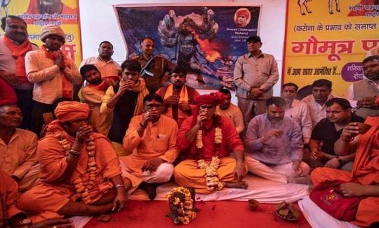 করোনা ঠেকাতে গোমূত্র পার্টি হিন্দু মহাসভার, অংশ নিলেন ২০০