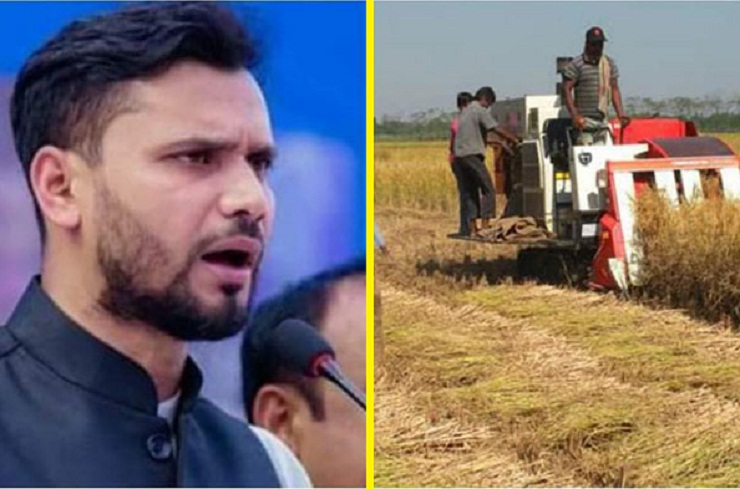 মাশরাফি ধান কাটতে যাননি; এনেছেন ধান কাটার মেশিন