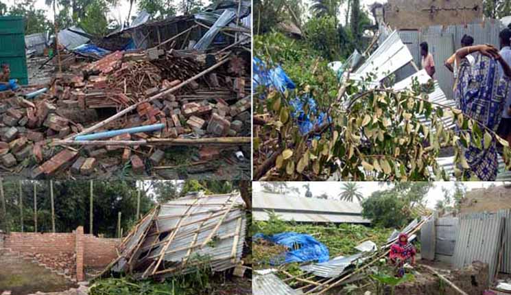 আত্রাইয়ে টর্নেডোর আঘাতে দুই গ্রামে বিধ্বস্ত দুইশতাধিক ঘরবাড়ি : আহত- ৫