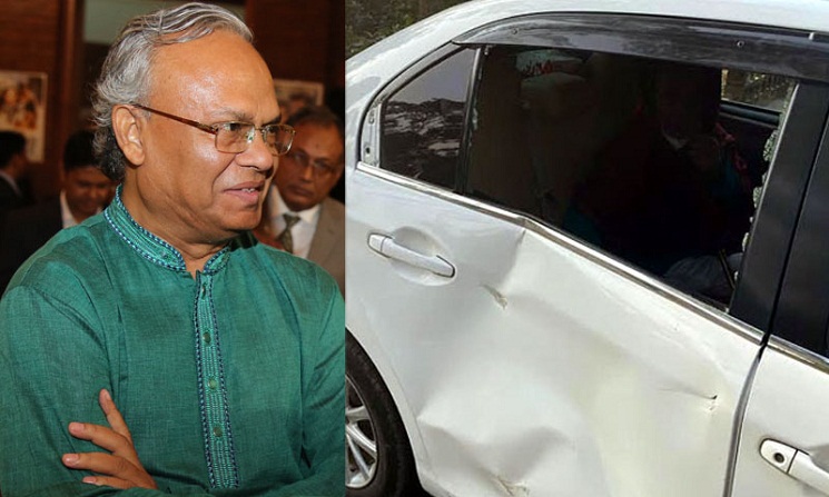 অল্পের জন্য দুর্ঘটনা থেকে রক্ষা পেলেন রিজভী