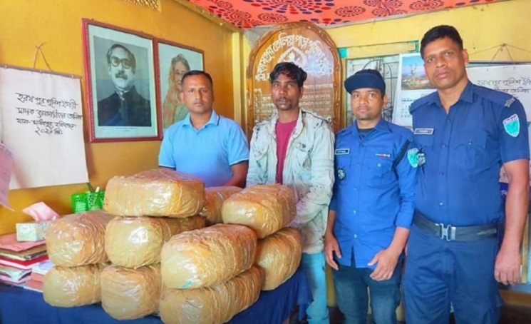 মাধবপুরে ৩০ কেজি গাঁজা সহ মাদক কারবারিকে আটক 