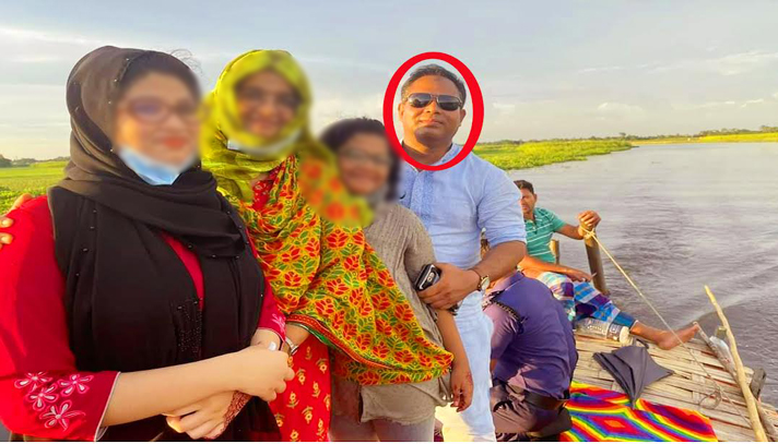 বিধিনিষেধের মধ্যে পরিবার নিয়ে মাস্ক ছাড়াই নৌভ্রমণে ওসি
