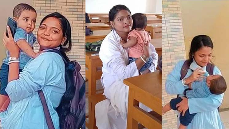 আট মাসের সন্তানকে সঙ্গে নিয়েই কলেজে যান তনুশ্রী