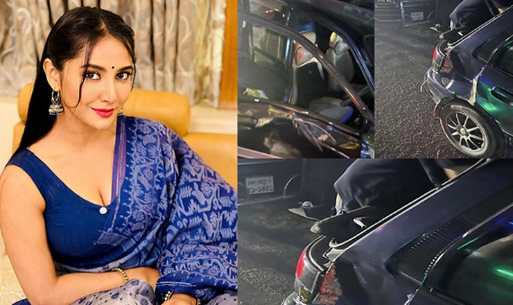 নায়িকার গাড়িকে ধাক্কা মেরে দুমড়ে-মুচড়ে নিয়ে গেল ট্রাক