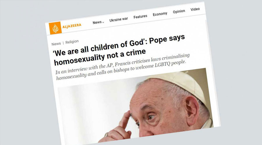 সমকামিতা অপরাধ নয়: পোপ ফ্রান্সিস