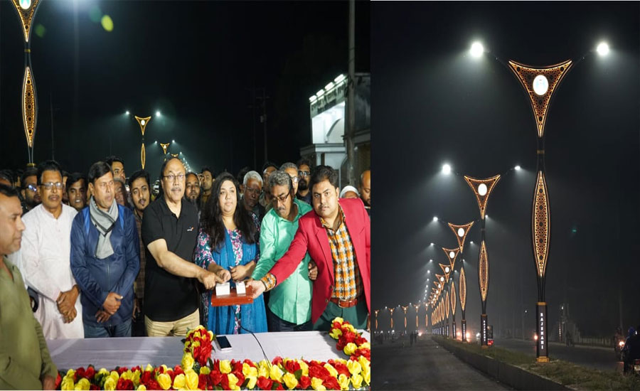 তুরস্ক থেকে আনা সুদৃশ্য পোলের সড়কবাতির আলোয় আলোকিত হলো রাজশাহী নগরী