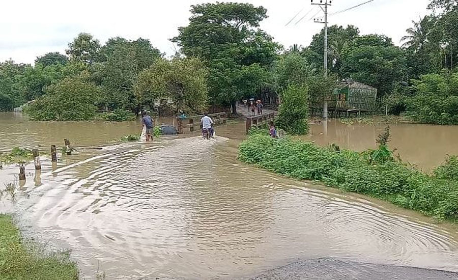 থানচিতে টানা বৃষ্টিপাতের নিম্নাঞ্চল প্লাবিত, সর্তক করতে মাইকিং