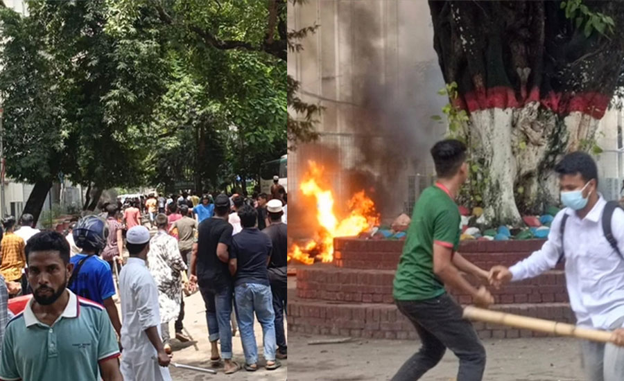 শাহবাগে আন্দোলনকারীদের সঙ্গে ছাত্রলীগ নেতাকর্মীদের সংঘর্ষ