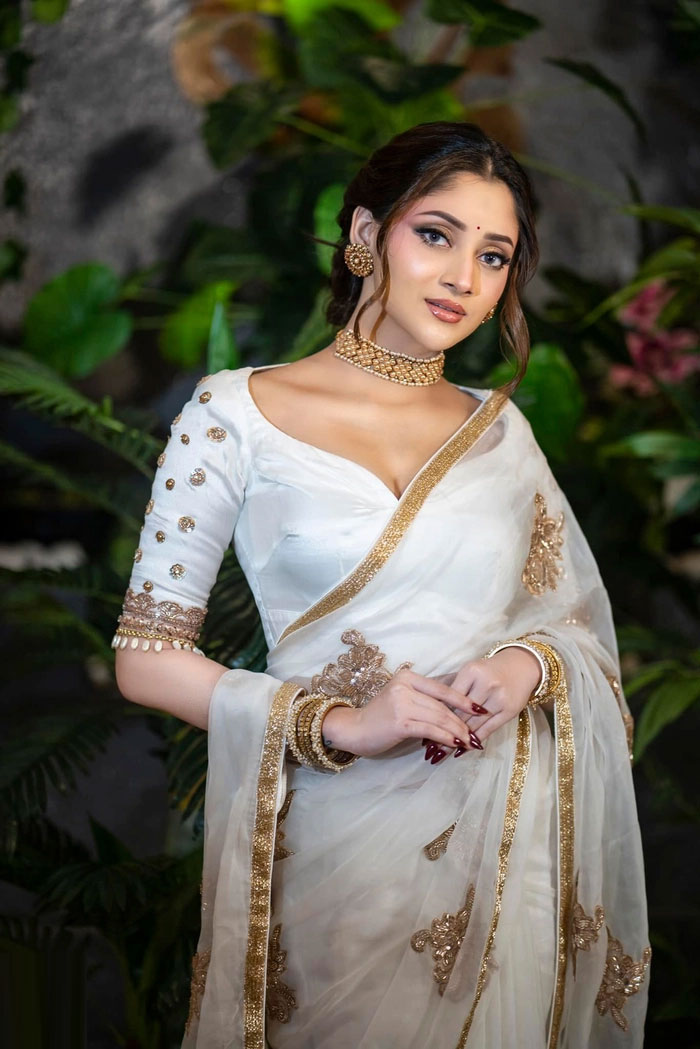 ডিপনেক পোশাকে বেরিয়ে আসছে পূজা চেরীর ক্লিভেজ