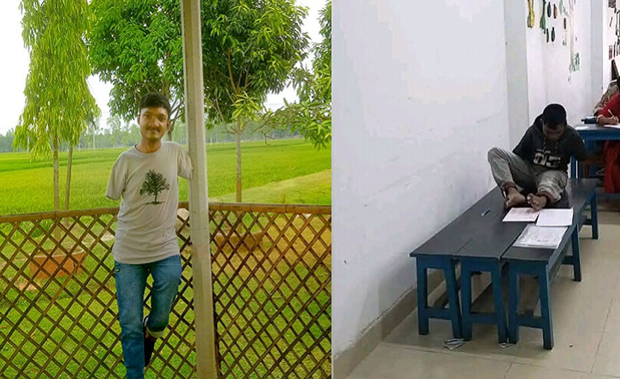 পা দিয়ে লিখে বিশ্ববিদ্যালয়ে মেধা তালিকায় স্থান পেলেন সেই মানিক