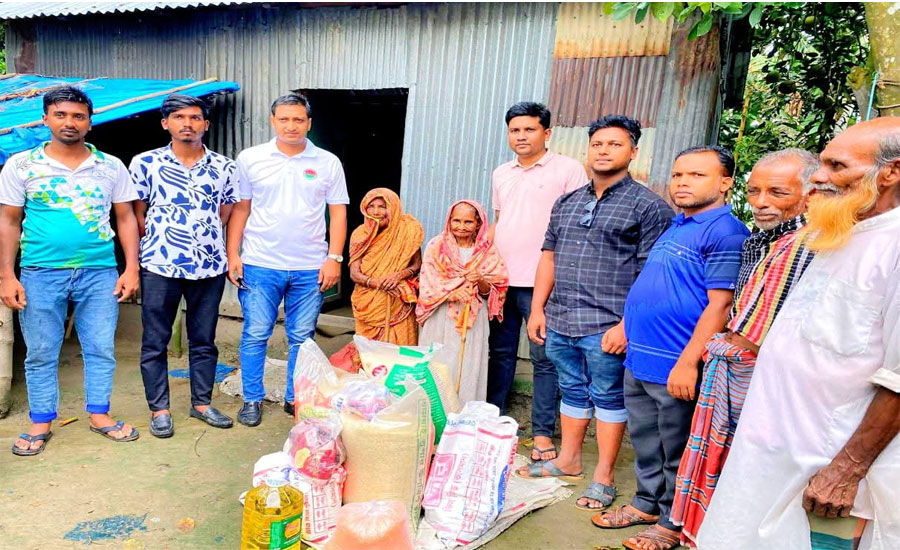 শ্রীবরদীতে বৃদ্ধা তারা ও জহুরার পাশে দাড়িয়েছেন বিএনপি