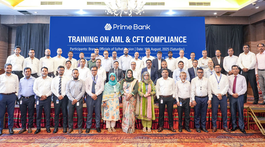 সিলেটে প্রাইম ব্যাংকের মানি লন্ডারিং ও সন্ত্রাসে অর্থায়ন প্রতিরোধ সংক্রান্ত প্রশিক্ষণ অনুষ্ঠিত