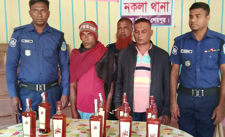 শেরপুরের নকলায় ভারতীয় মদসহ মোটরসাইকেল জব্দ, আটক ২