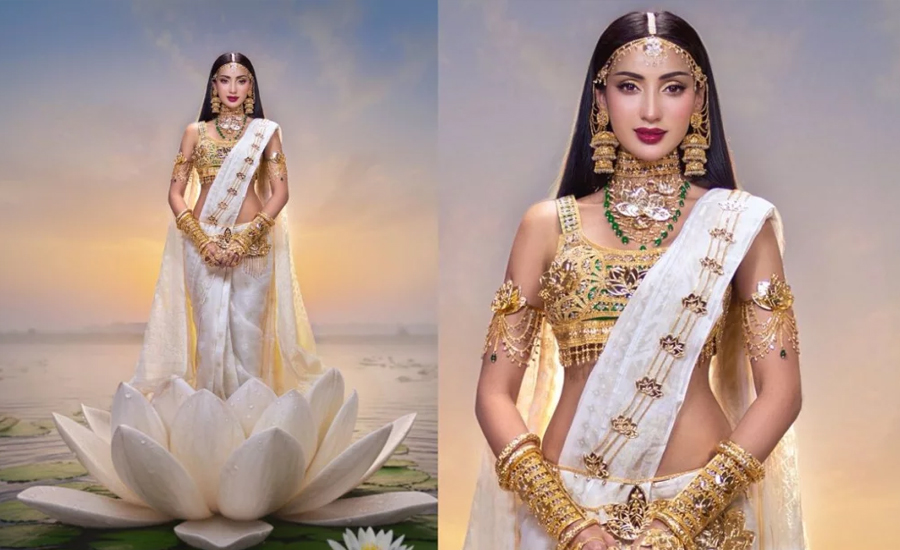 জামদানি শাড়ি-শাপলা ফুলে ‘দ্য কুইন অব বেঙ্গল’ মিথিলা
