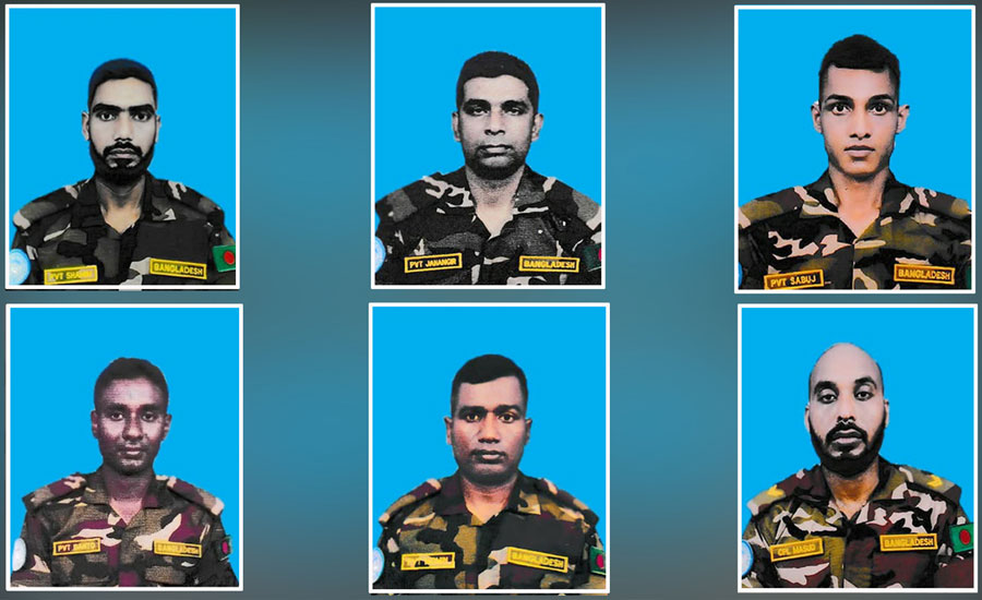 শহীদ ৬ শান্তিরক্ষীর জানাজা সম্পন্ন