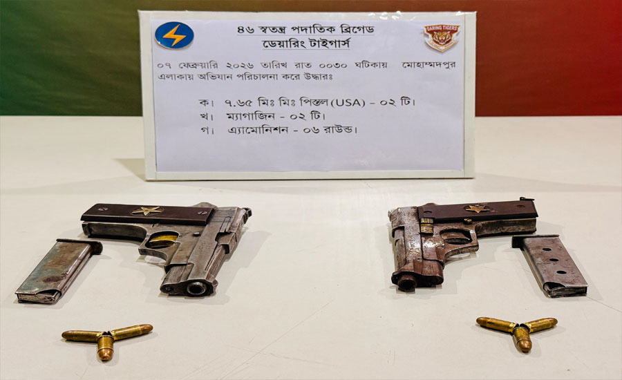 মোহাম্মদপুরে অভিযান চালিয়ে দুইটি বিদেশি পিস্তলসহ চাঁদাবাজ আটক