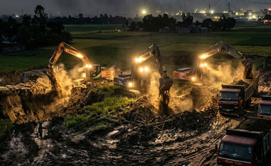 গাজীপুরে রাতের আঁধারে মাটিখেকো সিন্ডিকেটের দৌরাত্ম্য, বিপন্ন আবাদি জমি