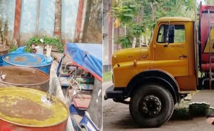 চুয়াডাঙ্গার আলমডাঙ্গায় লরিভর্তি তেল আটক