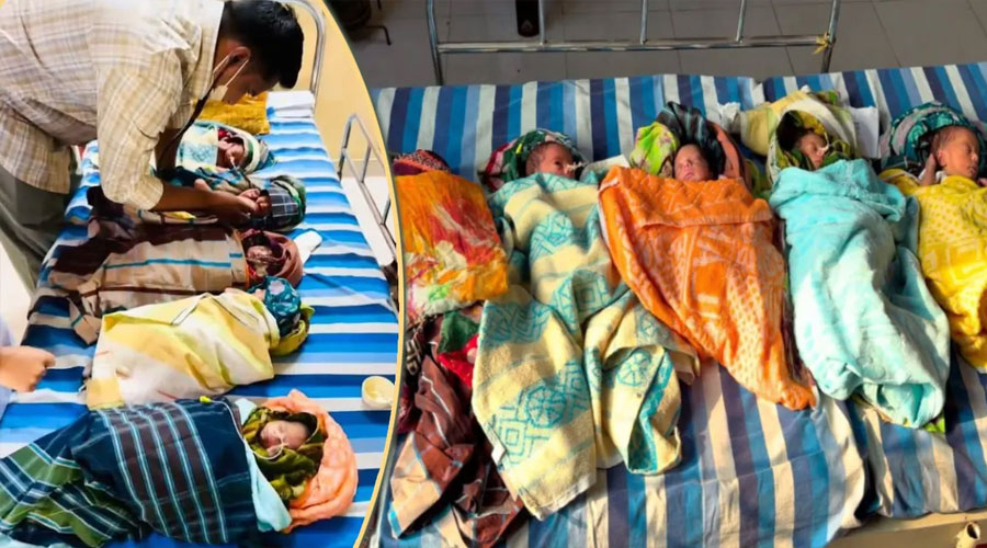 একসঙ্গে ৫ নবজাতককে নিয়ে হাসিমুখে বাড়ি ফিরলেন মা