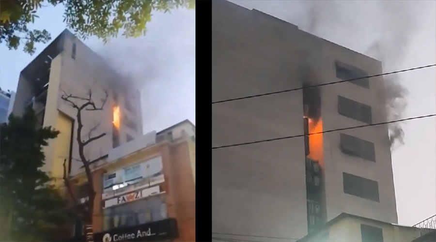 বনানীতে বহুতল ভবনে আগুন