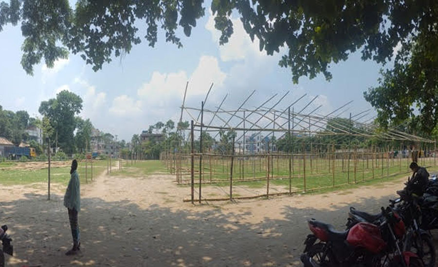 জয়পাড়া হাইস্কুল মাঠে পশুর হাটের প্রস্তুতি তুঙ্গে