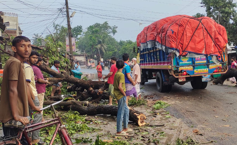 পত্নীতলায় কালবৈশাখীর তাণ্ডব বিদ্যুৎ বিচ্ছিন্ন ও যান চলাচল ব্যাহত