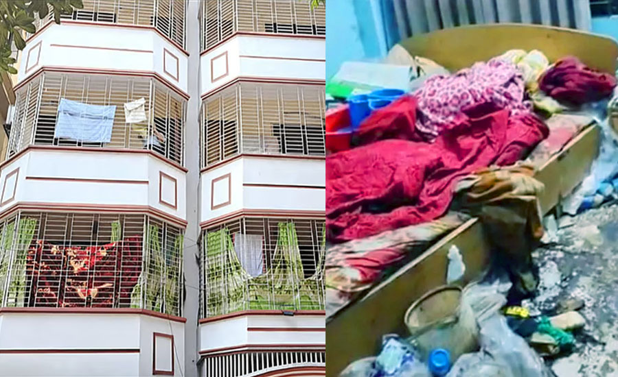 রাজধানীর মিরপুরের এই ভবনের একটি ফ্ল্যাটে মারা গেছেন ৭৫ বছর বয়সী নূর জাহান বেগম।
