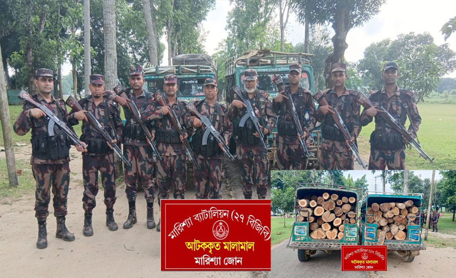 রাঙ্গামাটির বাঘাইছড়িতে বিজিবির অভিযানে প্রায় ২৫ লক্ষ টাকার মালামাল ও কাঠ জব্দ