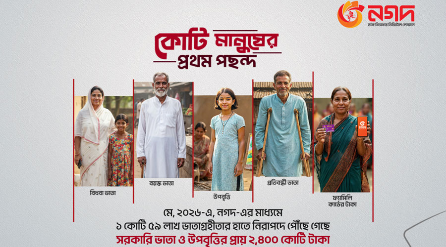 মে মাসে ভাতাভোগীর কাছে ২,৪০০ কোটি টাকা বিতরণ করেছে নগদ