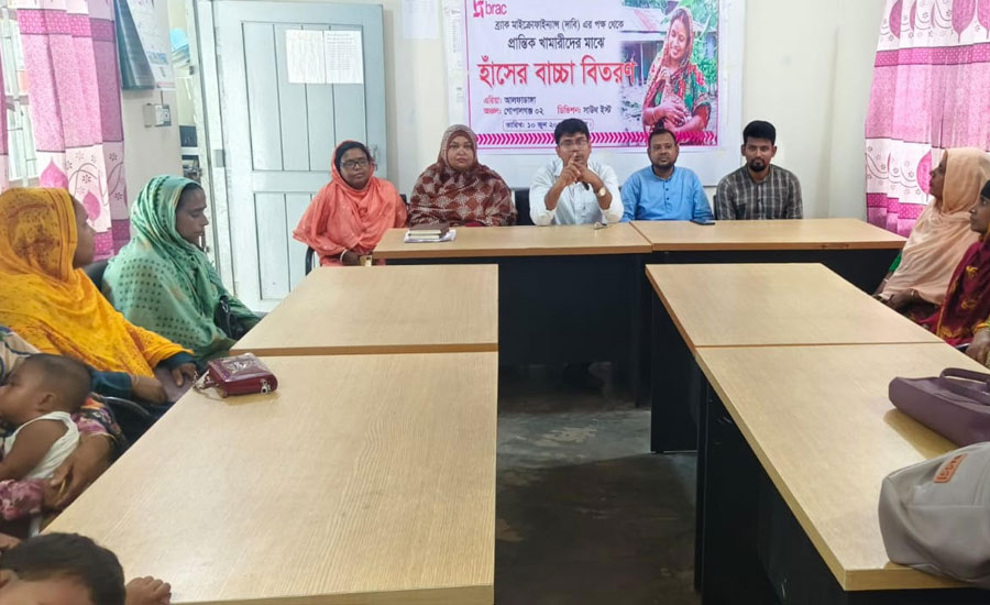 আলফাডাঙ্গায় প্রান্তিক খামারীদের মাঝে হাঁসের বাচ্চা বিতরণ করল ব্র্যাক মাইক্রোফাইন্যান্স (দাবি)