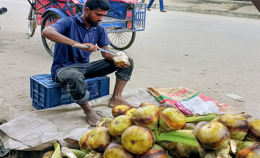 পত্নীতলায় গরমে কদর বেড়েছে তালশাঁসের
