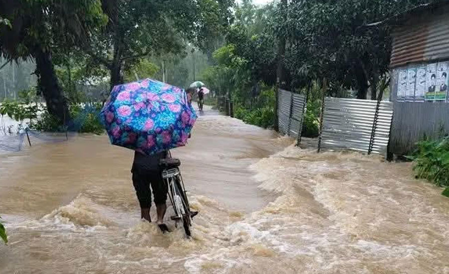 উজানের ঢলে ঝিনাইগাতী মহারশি নদীর পানি বৃদ্ধি, বিপাকে স্থানীয়রা 