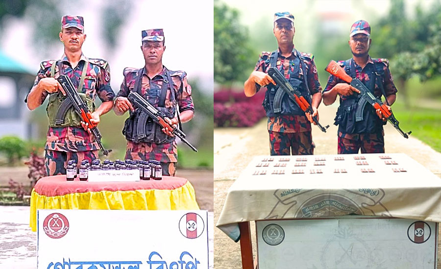 ১৫ বিজিবির পৃথক অভিযানে ভারতীয় ট্যাপেন্টাডল ট্যাবলেট ও ইস্কাপ সিরাপ জব্দ