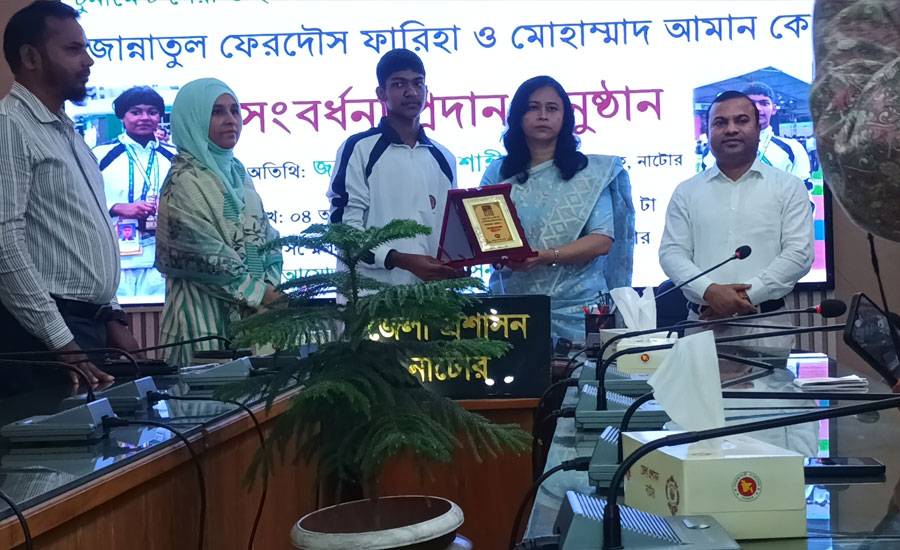 নতুন কুঁড়িতে নাটোরের দুই সেরা শিশু ক্রীড়াবিদকে সংবর্ধনা 