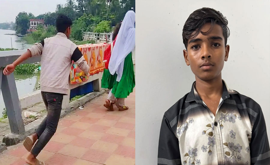 স্কুলছাত্রীকে লাথি মারা সেই কিশোর আটক