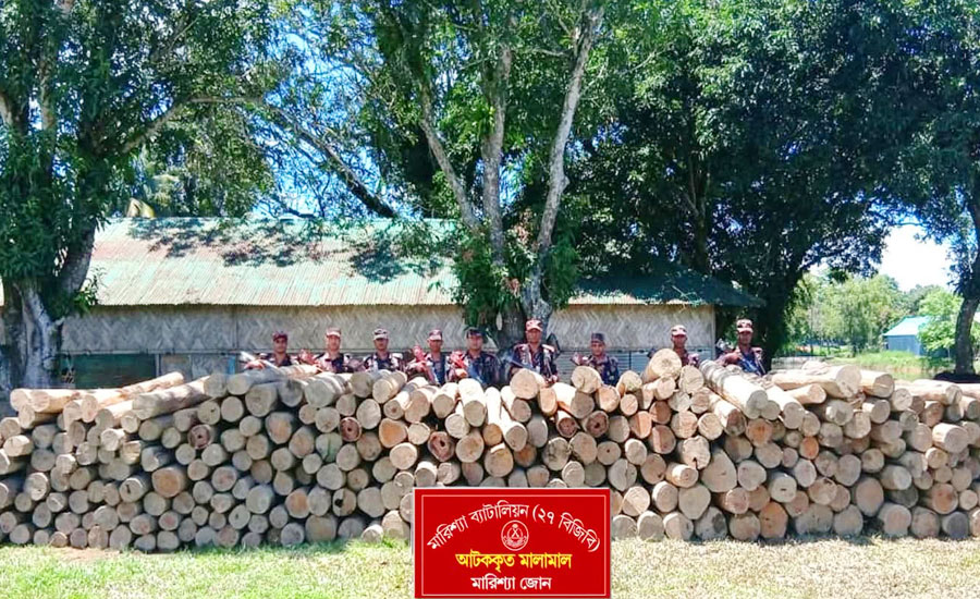 বাঘাইছড়িতে বিজিবির অভিযানে প্রায় ২১ লক্ষ টাকার অবৈধ কাঠ জব্দ 