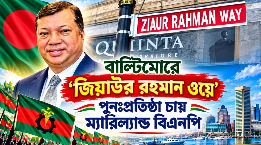 বাল্টিমোরে ‘জিয়াউর রহমান ওয়ে’ পুনঃপ্রতিষ্ঠার উদ্যোগ মেরিল্যান্ড বিএনপির