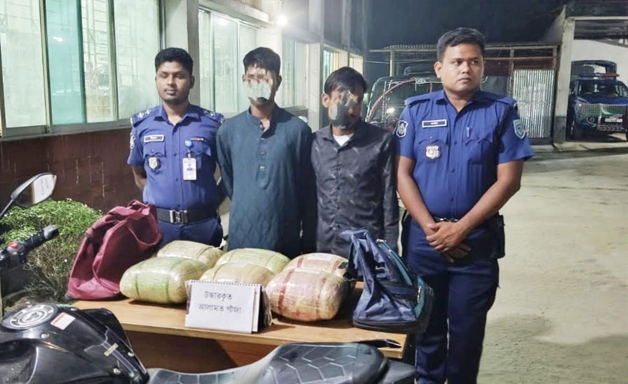 ফুলবাড়ীতে ১২ কেজি ৫০০ গ্রাম গাঁজাসহ দুইজন গ্রেপ্তার