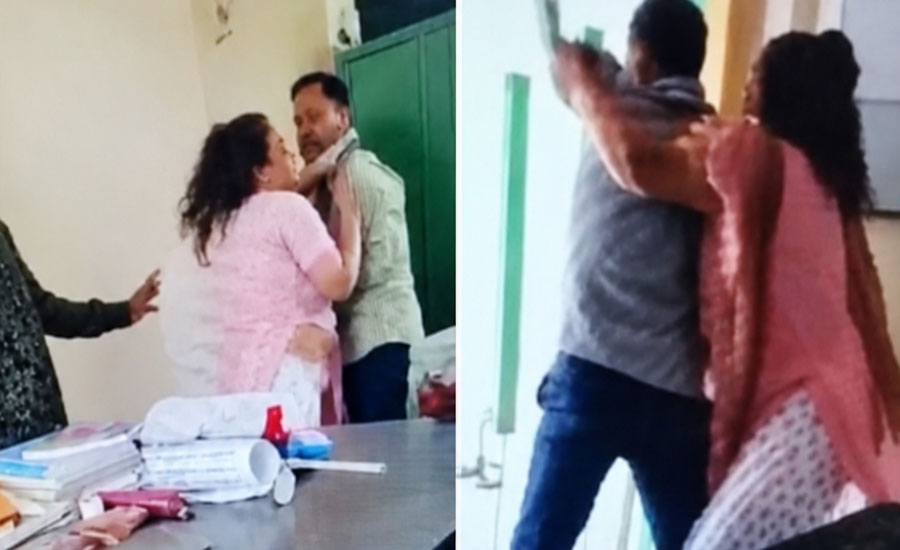 স্কুলে নারী শিক্ষকের সঙ্গে প্রধান শিক্ষকের মারামারি, ভিডিও ভাইরাল