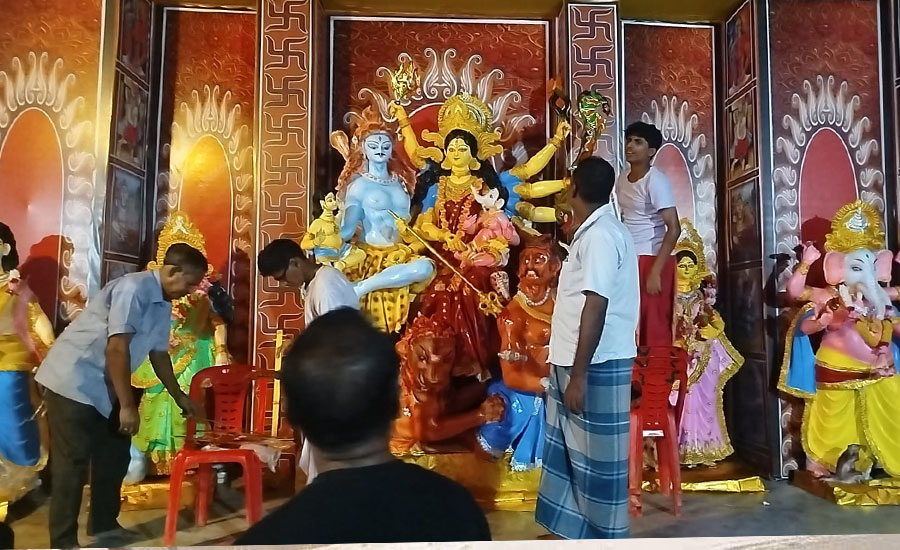 রাজস্থলীতে ষষ্ঠী পূজার মধ্যদিয়ে ৫টি পূজা মন্ডবে শারদীয় দুর্গাপূজা শুরু