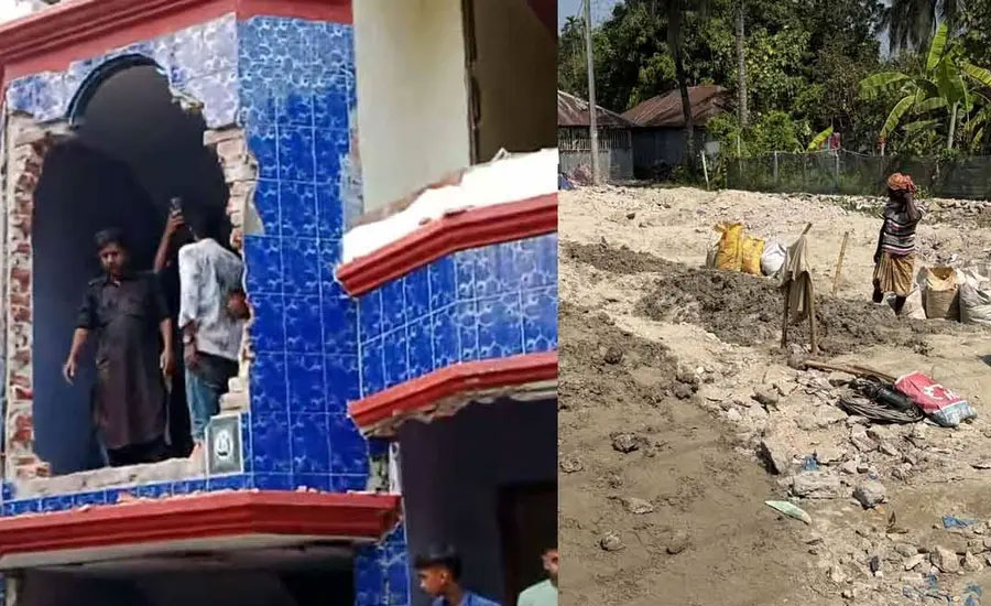 গুঁড়িয়ে দেওয়া হয়েছে অভিযুক্তের বাড়ি, তুলে নেওয়া হচ্ছে মাটিও