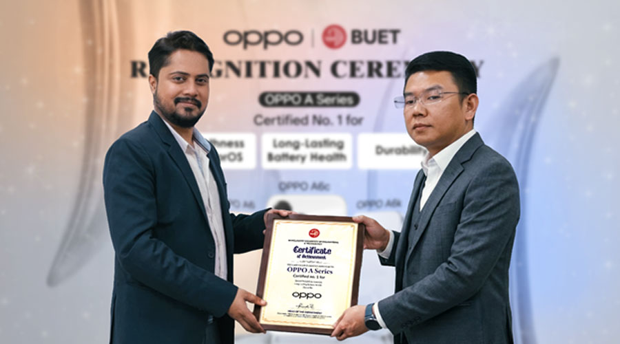বুয়েটের স্বীকৃতি পেল অপো এ সিরিজের স্মুথনেস, ব্যাটারি ও ডিউরেবিলিটি বুয়েটের স্বীকৃতি পেল অপো এ সিরিজের স্মুথনেস, ব্যাটারি ও ডিউরেবিলিটি